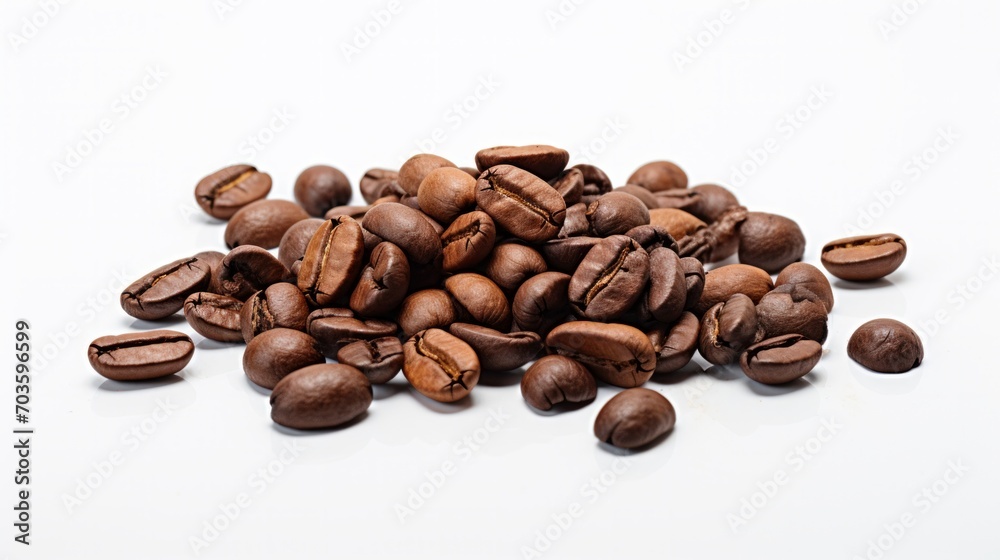 Coffee beans on a white background. Neural network AI generated art Coffee beans on a white background. Neural network AI generated art