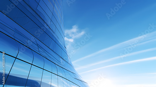 3D rendering of futuristic architecture, skyscraper building with curved glass windows