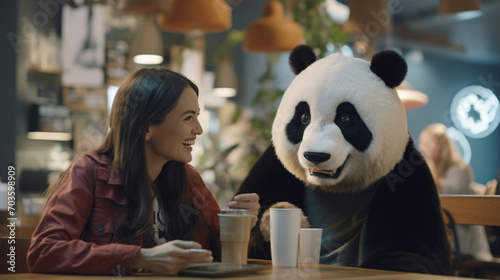Panda Pals: A Brew-tiful Friendship at cafe