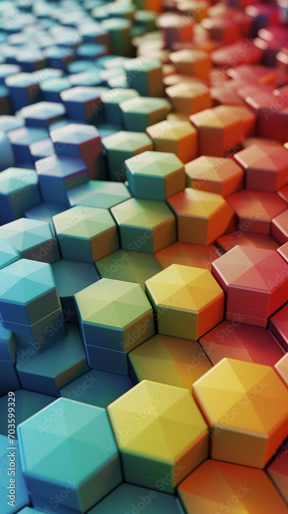 colorful Abstract wallpaper background.Prismatic Pops. Sculptural Hexagons in 3D Rubber Bliss. backdrop or wallpaper concept. colorful Abstract wallpaper background.Prismatic Pops. Sculptural Hexagons in 3D Rubber Bliss. backdrop or wallpaper concept.