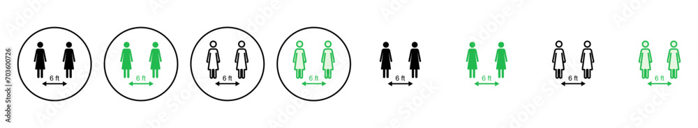 Social distancing icon set. social distance icon. self quarantine sign Social distancing icon set. social distance icon. self quarantine sign