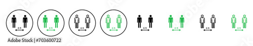 Social distance icon set. social distancing icon. self quarantine sign