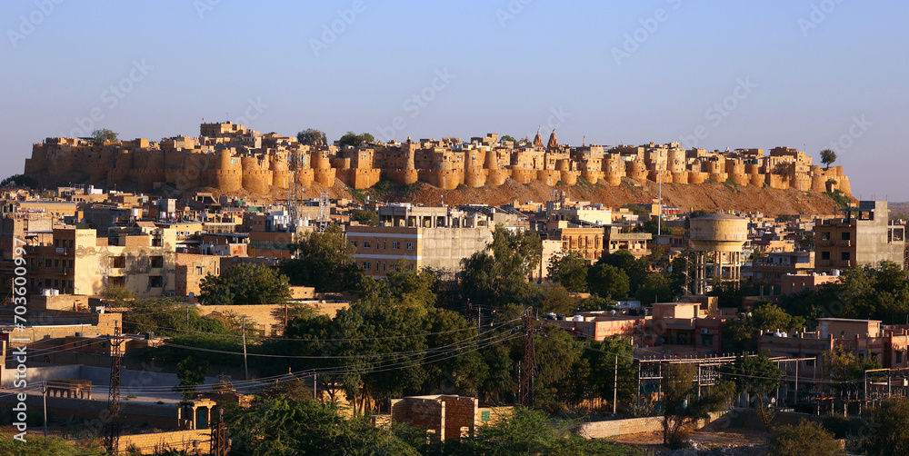 Jaisalmer Fort or Sonar Quila or Golden Fort made of sandstone. UNESCO world heritage site at Thar desert along old silk trade route. Jaisalmer, India Jaisalmer Fort or Sonar Quila or Golden Fort made of sandstone. UNESCO world heritage site at Thar desert along old silk trade route. Jaisalmer, India
