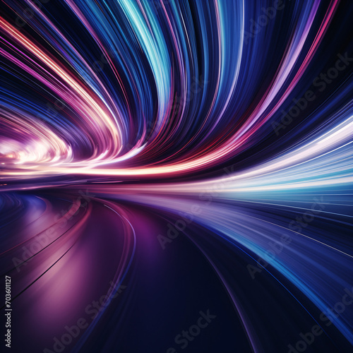 Neon abstract colorful lines in motion
