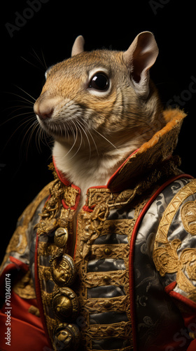 Anthropomorphic Squirrel in Renaissance Attire