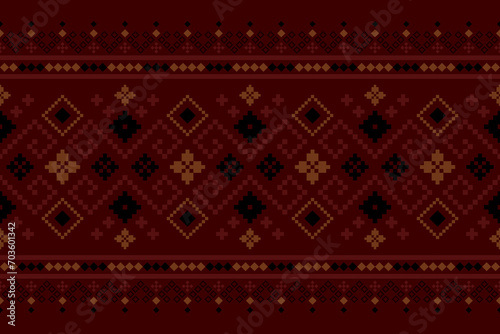 Red traditional ethnic pattern paisley flower Ikat background abstract Aztec African Indonesian Indian seamless pattern for fabric print cloth dress carpet curtains and sarong