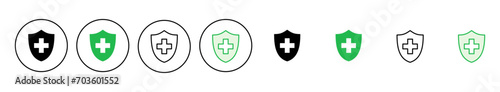 Health insurance icon set. Insurance health document icon