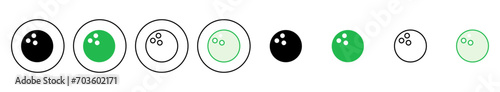 Bowling icon set. bowling ball and pin icon. bowling pins