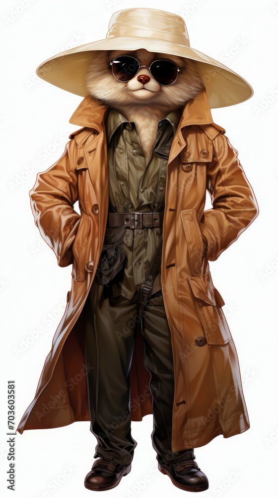 Fototapeta premium Anthropomorphic Meerkat Dressed as a Detective