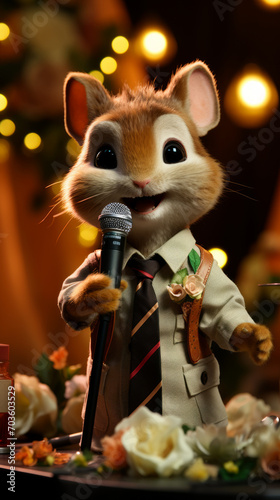 Anthropomorphic Mouse Giving a Speech at an Elegant Event   © Keyser the Red Beard