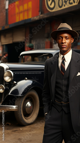 Elegant Man in Vintage Suit Posing by Classic Car   © Keyser the Red Beard