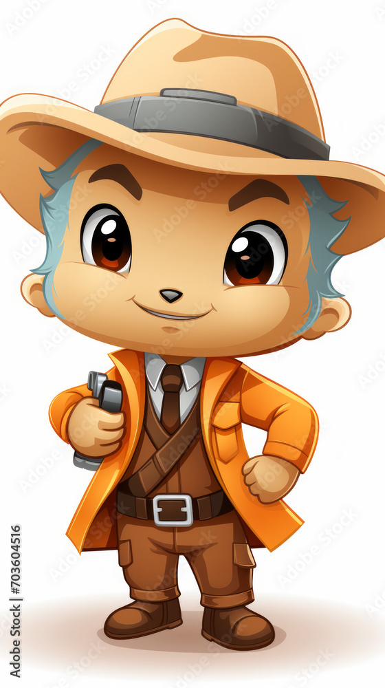 Fototapeta premium Anthropomorphic Animal Character in Detective Costume