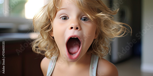 child opens mouth wide, generative AI photo