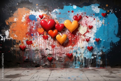 Vibrant Mosaic of Love Expression Adorned on Urban Canvas Generative AI