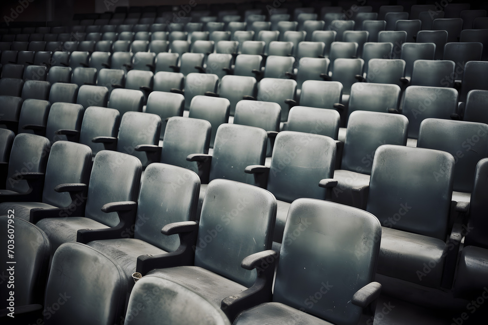 Empty cinema hall with red seats. Movie theatre. Neural network AI generated art Empty cinema hall with red seats. Movie theatre. Neural network AI generated art