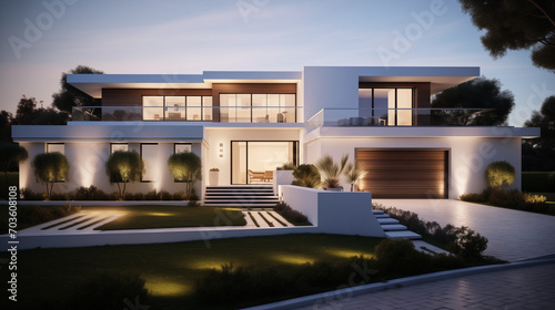 A beautifully designed modern residential building. Exterior view. © proDesigner
