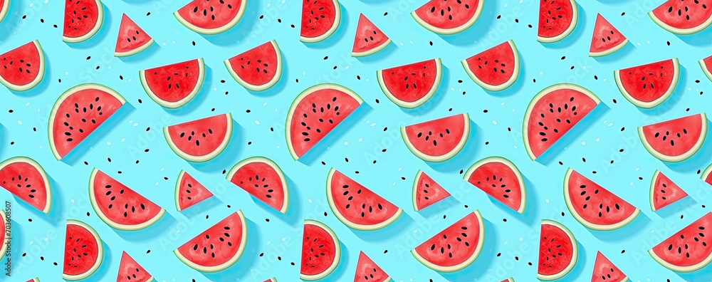 Watermelon illustration isolated light blue background. Generative AI. Watermelon illustration isolated light blue background. Generative AI.