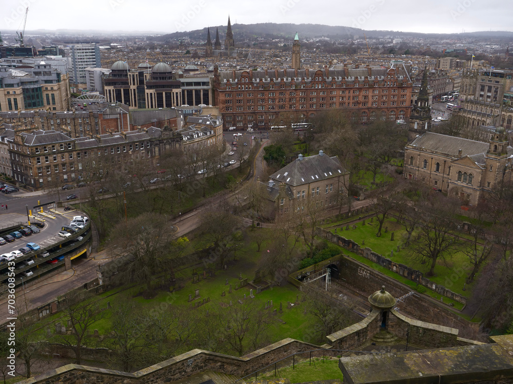Edinburgh bird's eye view of city and park Edinburgh bird's eye view of city and park