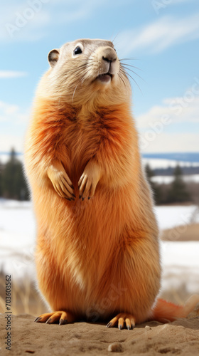Anthropomorphic Groundhog Standing on Hind Legs in Natural Setting   © Keyser the Red Beard