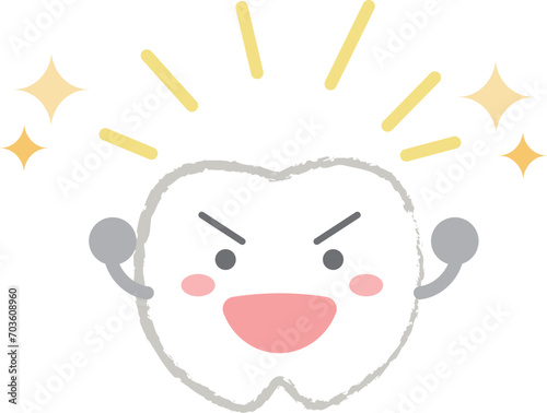 元気なキラキラ歯のキャラクター　主線あり