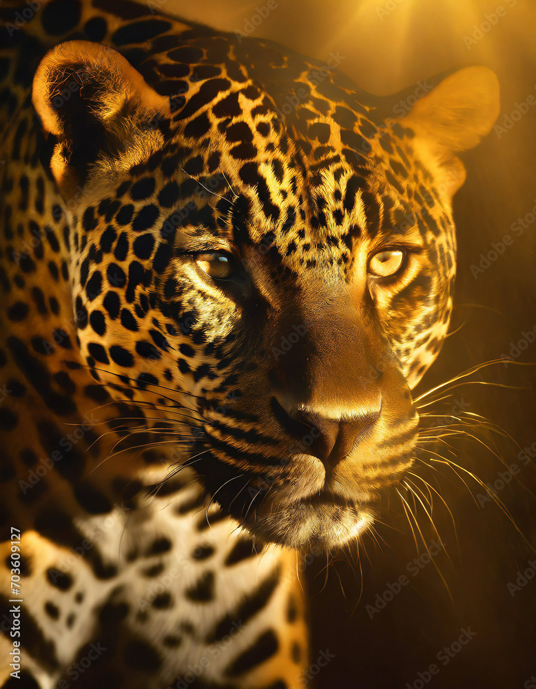 Obraz premium Onça Vibrante Dourada