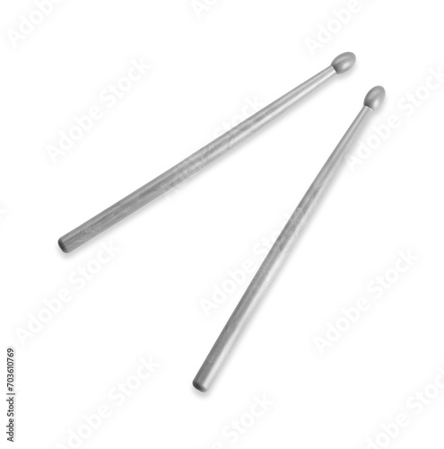 Two drum sticks isolated on white, top view © New Africa