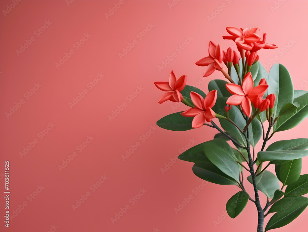 Ixora Coccinea flower in studio background, single Ixora Coccinea flower, Beautiful flower images Ixora Coccinea flower in studio background, single Ixora Coccinea flower, Beautiful flower images