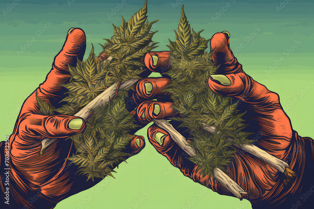 holding cannabis holding a joint cannabis in hand cannabis drawing