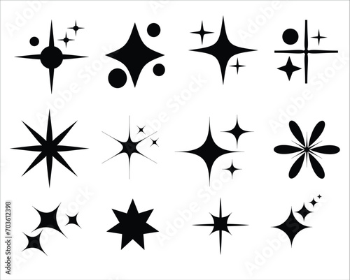 Star Collection ,Sparkle Star Icon Set Vector Stock Illustration. Different forms of stars, constellations, galaxies
