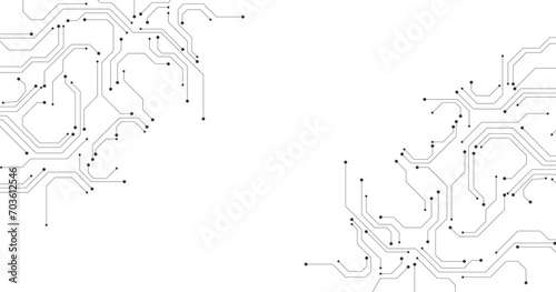 Abstract technology circuit diagram on white background.High tech circuit board connection system.Vector abstract technology on white background. 