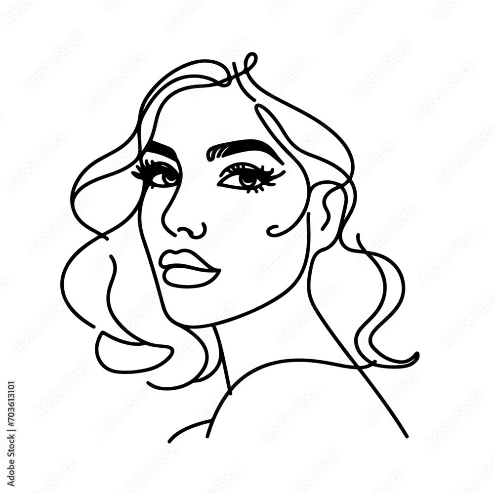 Beautiful women face line illustration template Beautiful women face line illustration template