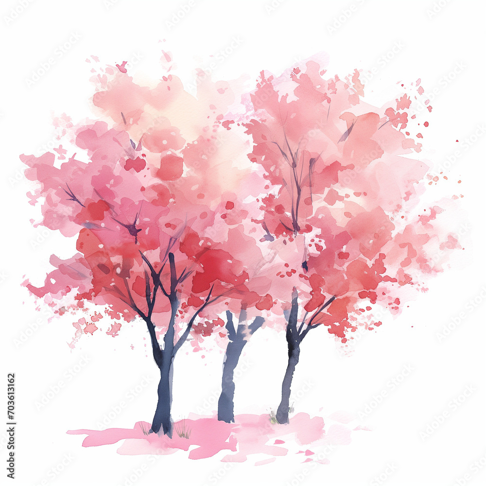 桜の木の水彩イラスト