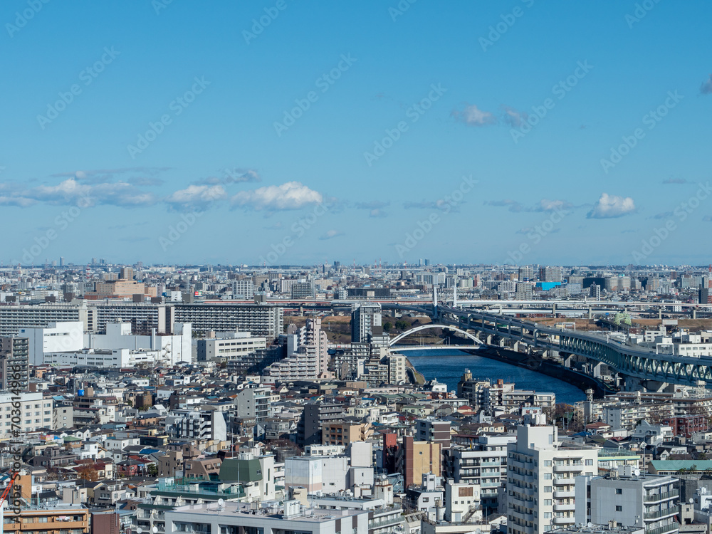 東京都北区王子の北とぴあの展望フロアからの眺め　東側方面