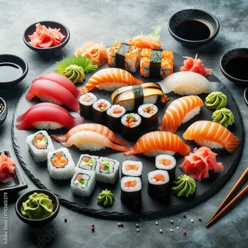 realistic image of sushi, Generative AI