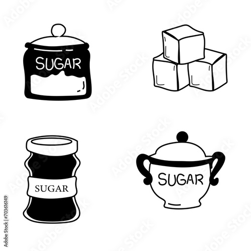 Sugar Quartet Vector Lineart - Timeless Sweetener for Artistic Designs