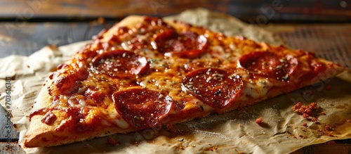 A single slice of pepperoni pizza.