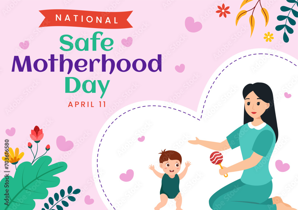 National Safe Motherhood Day Vector Illustration on 11 April with Pregnant Mother and Kids for the Healthcare of Women and Maternity Facilities National Safe Motherhood Day Vector Illustration on 11 April with Pregnant Mother and Kids for the Healthcare of Women and Maternity Facilities