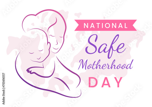 National Safe Motherhood Day Vector Illustration on 11 April with Pregnant Mother and Kids for the Healthcare of Women and Maternity Facilities