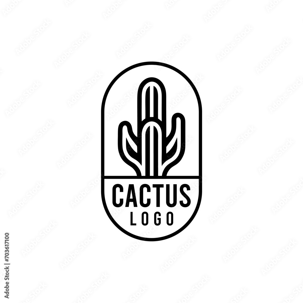 Fototapeta premium simple black cactus plant logo