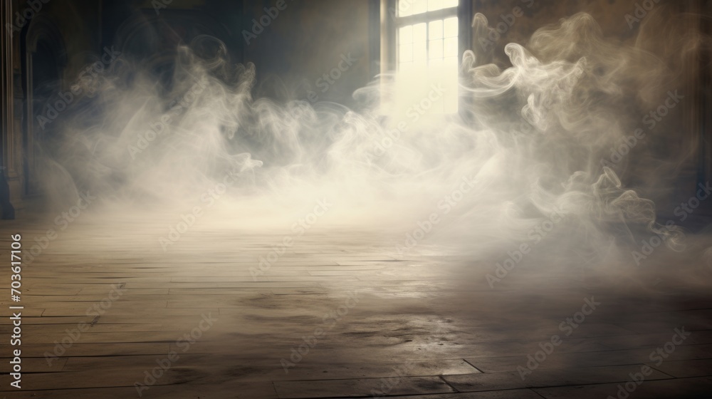 Fototapeta premium Smoke and dust on the floor background wallpaper
