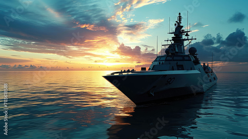 Patrol Elegance: Corvette Against Uncluttered Navy Background