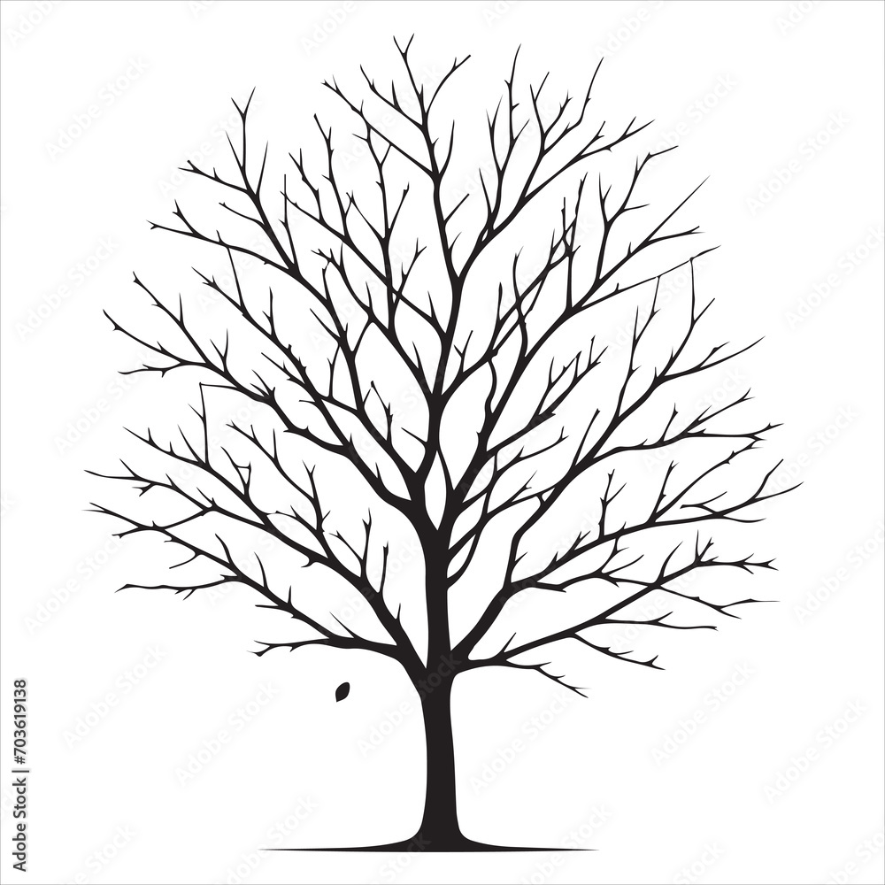Obraz premium a naked tree branches vector silhouette black color illustration
