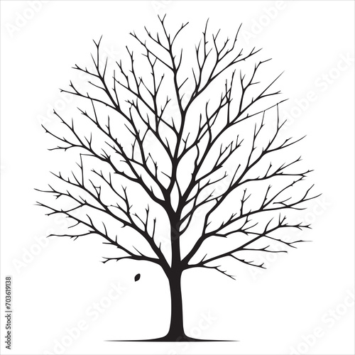 a naked tree branches vector silhouette black color illustration © Big Dream