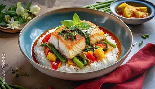 Thai Red Curry Sea Bass with Jasmine Rice