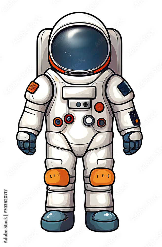 Cosmonaut or astronaut in a spacesuit. ,On transparent background (png), easy for decorating projects.