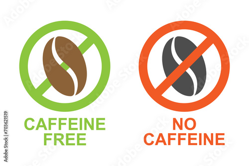 Tela vector of caffeine free or decaffeinated or no coffee