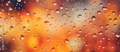 Abstract autumn raindrops on glass background.
