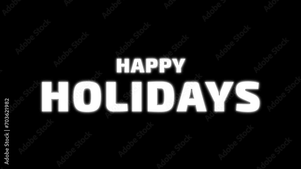Happy holidays animation with flicker text effect in white neon color and black background. Suitable for holiday-themed designs, greeting cards, social media posts, and festive marketing materials. Happy holidays animation with flicker text effect in white neon color and black background. Suitable for holiday-themed designs, greeting cards, social media posts, and festive marketing materials.