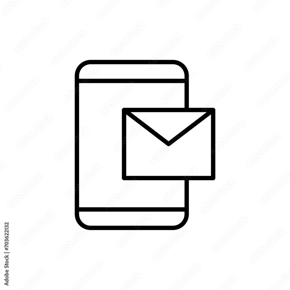 Mobile message outline icons, minimalist vector illustration ,simple transparent graphic element .Isolated on white background