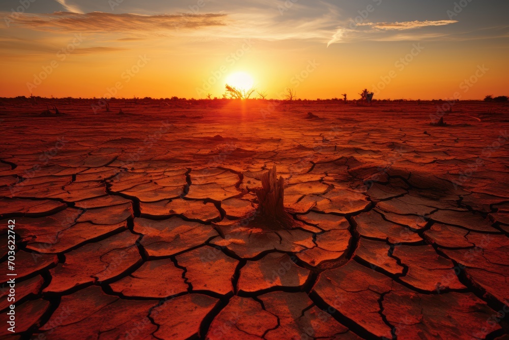 A severe heatwave leads to fatalities and puts immense strain on energy and water resources. - obrazy, fototapety, plakaty 